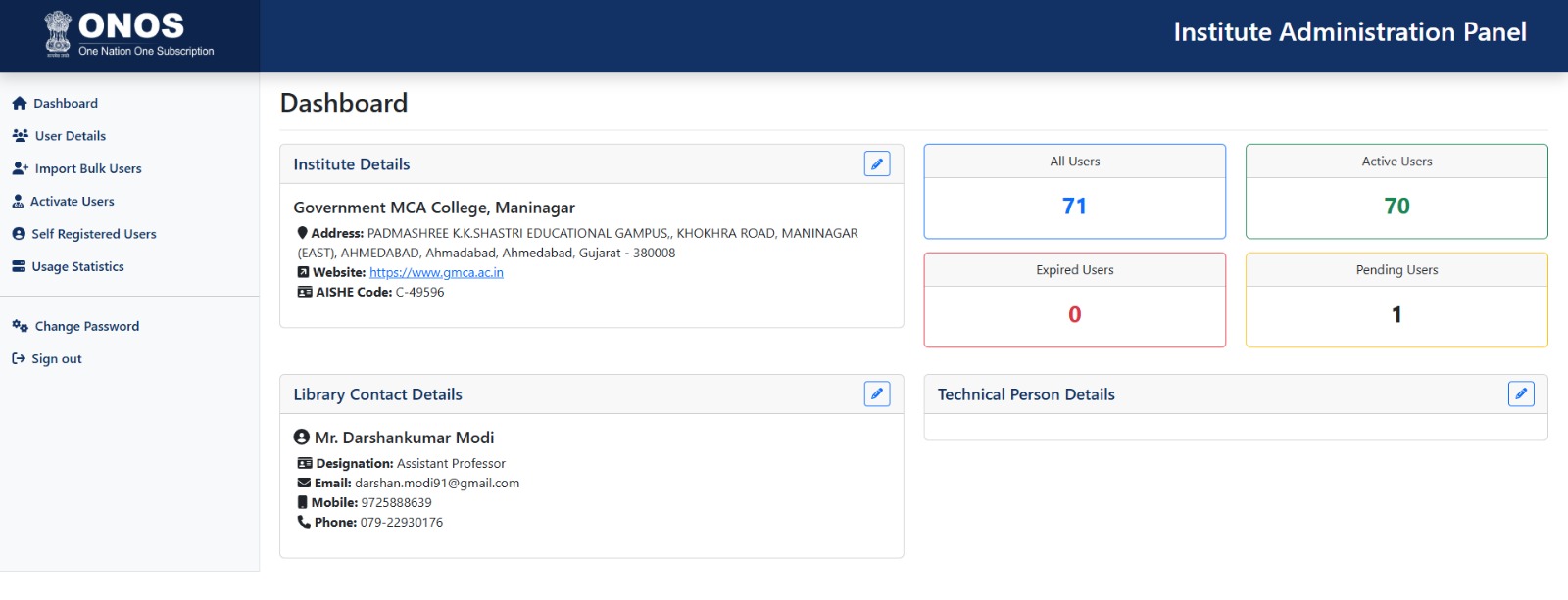 ONOS Dashboard